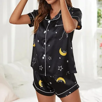 Jodimitty Saten Svila Pižamo za Ženske Kratke Rokave Sleepwear River Pyjama Seksi Femme More S do XXL 2021 Moda Nova