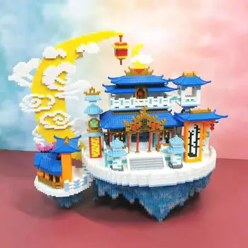 Kitajska Mitološki arhitekture mikro daimond blok Luna palace zidarske opeke montažo igračo nanobricks zbirka za darila