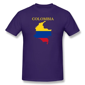 Kolumbija Zastavo Zemljevid Moške Osnovne Kratek Rokav T-Shirt Priložnostne Grafični R282 Tshirt ZDA Velikost