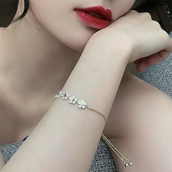 Korejski Novega Modela, Modni Nakit Zapestnica High-end Luksuzni Cvet Cirkon Nastavljiv Ženski Prom Stranka Zapestnica