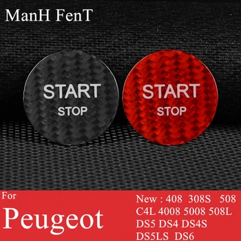 ManH FenT Pravi Ogljikovih Vlaken Motor Avtomobila Start Stop Kritje Nalepke Za Peugeot 408 308S 508 C4L 4008 5008 508L DS5 DS4 DS6