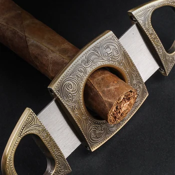 Retro Cigar Rezilo Iz Nerjavečega Jekla Sektor Dvojno Rezilo Cigare, Škarje Za Kovino Giljotino Cigar Nož Z Dodatki Darilni Embalaži