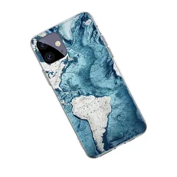 Svetovni Zemljevid Potovanja Dekle Primeru za Apple iPhone 12 11 X XR XS Max 7 8 6 6S Plus 5 5S SE 2020 Silikonski Pokrovček Telefona