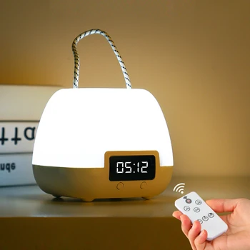 USB, Baterije Postelji Svetilko z Uro Oddaljen Nadzor Led Namizna Svetilka, 3 Barve Zatemniti Branje Lučka Sleep Timer LED namizne Svetilke