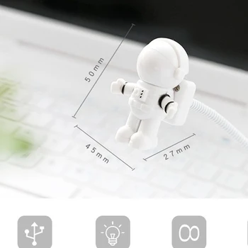 Ustvarjalne Astronavt Astronavt LED Prilagodljiva USB Namizno Svetilko Novo Modno Novost Romantično Noč Svetlobe za Otroke, Igrače, Laptop, PC, Prenosni