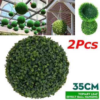 2 KOS 35 cm Plastični Topiary Drevesnih Listov Učinek Žogo Visi Doma Vrt Dekor Umetno Visi Topiary Buxus Kroglice