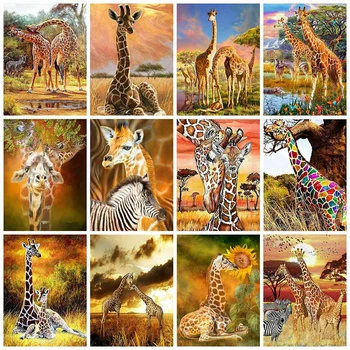 5D DIY Diamond Vezenje Celoten Kvadratni Živali Diamond Slikarstvo Žirafa Navzkrižno Šiv Komplet Okrasnih Umetnosti Doma Dekor