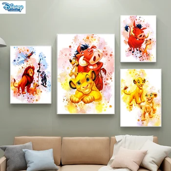 Akvarel Disney Risanke Levji Kralj Platno Slikarstvo Plakatov in Fotografij Slike na Steni Umetnosti za Otroke Sobi Doma Dekor Cuadros