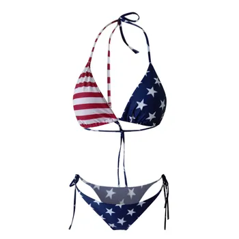 CLOOCL Ženske Kopalke Bikini Žensk Seksi Ameriške Zastave, Tiskanje Bikini Komplet Ženske Kopalke