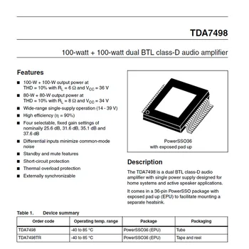 Digitalni Ojačevalnik Zvoka Odbor TDA7498 Moč Zvoka Amp 2.0 Razred D Stereo HI-fi DC12-36V 2*100W