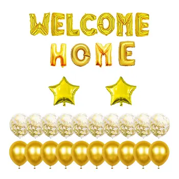 Dobrodošli Doma Pismo Folija Balon Pasico s Star Bleščica Baloni za Dom, Družino, Stranko, Dekoracije, Baloni Folije
