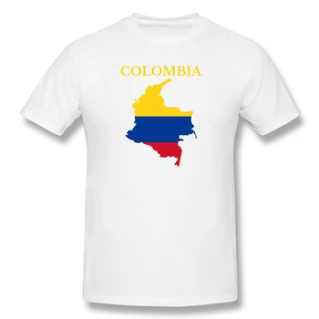 Kolumbija Zastavo Zemljevid Moške Osnovne Kratek Rokav T-Shirt Priložnostne Grafični R282 Tshirt ZDA Velikost
