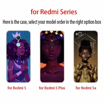 Mehka Primeru Za Xiaomi Redmi 9A člen 8A, 7A Opomba 10 9 8 7 Pro Max 10S 9S 8T Luksuzni Pokrov Črne Umetnosti Črna Deklica Afriške