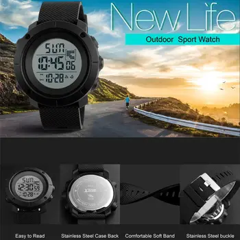 Mens Watch Digitalne Športnih Nepremočljiva Vojaške Preprosta, Večnamenska LED Zaslon Ure 5Bar Reloj Hombre