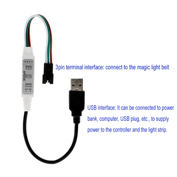 Mini 3-Tipka LED Krmilnik USB za Slikovnih pik, LED Trakovi Luči WS2812B WS2811 SP002E Luči LED Trakovi Power Bank TV 5-24V Simfoničnega