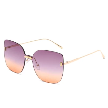 Moda Rimless sončna Očala Ženske Prevelik Kovinska sončna Očala Luksuzni Mačka Oči, sončna Očala, Očala UV400 Odtenki gafas de sol