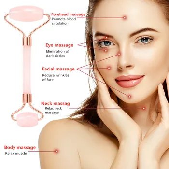 Obraz Hujšanje Massager Rose Quartz Jade Roller Lifting Obraza Naravnih Jade Stone Masaža Obraza Valja Za Nego Kože, Kozmetični Set Polje
