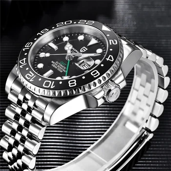 PAGANI DESIGN Keramične Plošče 40 mm GMT Watch Svetlobna Luksuzni Samodejno blagovne Znamke Mehanske Moški Nepremočljiva Watch Jubilejne Pašček Ure