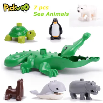 Pickwoo 7 kos Morske Živali, Gradnjo Blokov, Oprema Velikih Velikosti Diy Številke Združljiv z Velikimi Velikost Igrače za Otroke