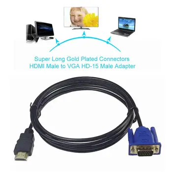 Pozlačeni Priključki 3 Metrov Super Dolgo HDMI Moški-VGA HD-15 Moški Kabel Kabel za DVD HDTV Zanesljivo