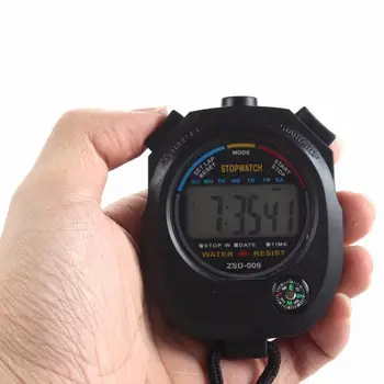 Prenosni Vodoodporni Digitalni LCD Štoparica Kronograf Šport Alarm Strokovno štoparica Števec S Traku 2021