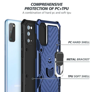 Shockproof Oklep Magnetni Z Prst Prstan Stojalo Telefon Primerih Za Samsung Galaxy S20 5G M51 360-Stopinjski Vrtečih Oporo Pokrov