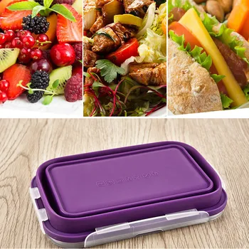 Silikonski Bento Box Zložljiv Kosilo Skledo Hrane, Škatle za Shranjevanje Posode Posode HFD889