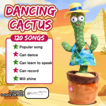 Tresenje Ples Kaktus Zvijanje Telesa Z Pesem Plišastih Igrač Elektronski Nagačene Živali Za Otroke Dekleta Fantje Baby dancin
