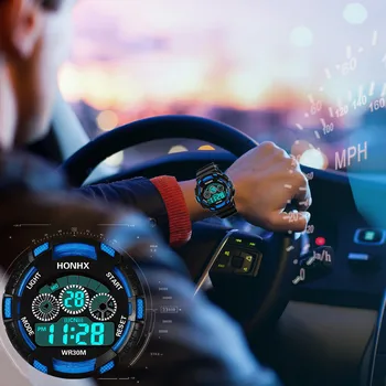 Športne Ure Datum Opozorila LED Moda 30 M Vodoodporni Silikonski Trak Ročne Ure Deportivo Hombre Reloj Digitalni Montre