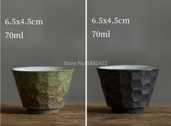 Japonski Grobe Keramike, Tea Cup Zeleno In Črno Barvo, Ročno Izdelan Keramični Kung Fu Čaj Majhne Skodelice Čaja Skledo Retro Doma Dekor