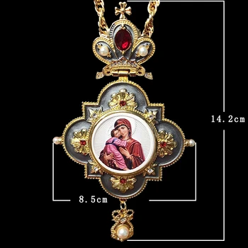 Jezus Križ Obesek za Ogrlico Devica Marija Krog Prsnih Križ Obesek Dolgo Ogrlico Katoliške Verske Nakit Pravoslavne ikone