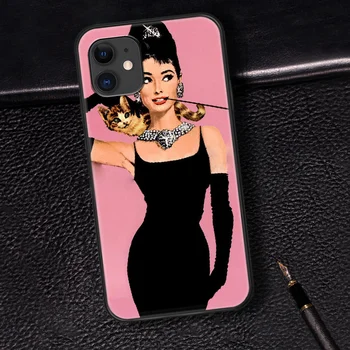 Audrey Hepburn Primeru Telefon Za Iphone 5 5S SE 2020 6 6S 7 Plus 8 11 12 Mini X XS XR Pro Max black Hoesjes Trend Celice Luksuzni Nazaj