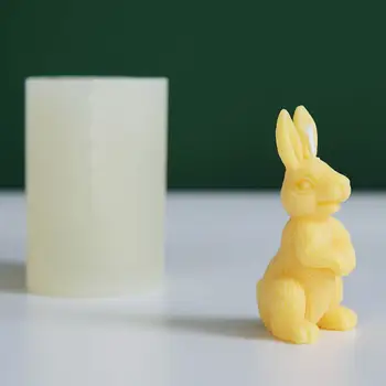 3D Simulacija Zajec Silikonski Kalup Za Torto Dekoracijo Velikonočni Zajček Svečo, zaradi Česar Obliki Dišeče Sveče Mavca Smolo Plesni