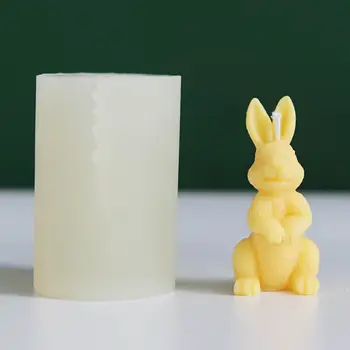 3D Simulacija Zajec Silikonski Kalup Za Torto Dekoracijo Velikonočni Zajček Svečo, zaradi Česar Obliki Dišeče Sveče Mavca Smolo Plesni
